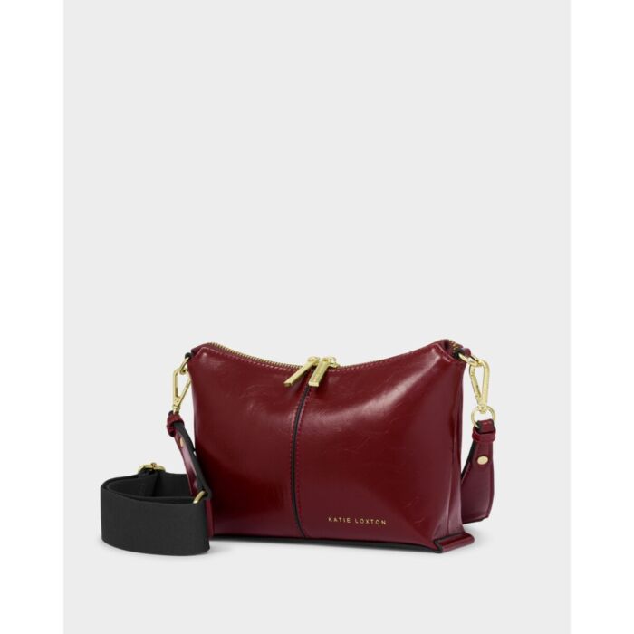 Katie Loxton Laila Patent Crackle Crossbody Bag - Cherry